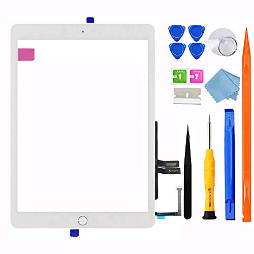 JPUNG Digitalizador para iPad 6 6ª generación de repuesto de pantalla táctil 2018 de 9.7 pulgadas, solo para 6ª generación A1893 A1954, con botón de inicio, kit de reparación completo y soporte para