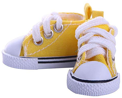 Aeromdale Puppe Leinwand Schuhe Einfarbig 5cm Schuhe für 14,5 Zoll Puppe 1/6 Puppe Mädchen Spielzeug Geschenk - Gelb - 1 Paar