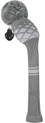 Knit Hybrid Golf Club Covers Fits Hybrids/UT Classical Fine Stripes with Long Neck Funny and Fresh Colors (Grey Reticulated)