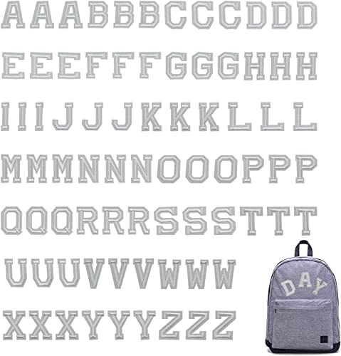 VEGCOO 78 Stück Alphabet Patches Zum Aufbügeln, Bestickte Aufnäher, Flicken für DIY Kleidung, Jacken, Rucksäcke, Jeans (Weiß)