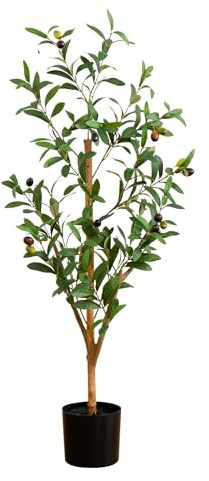 Nearly Natural Olive Tree - 3FT Tall Silk Faux Olive Tree for Home and Office Decor, Realistic Branches and Lifelike Fruits, Natural Wood Trunk, Potted