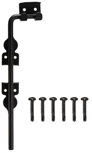 sourcing map 12 Cane Bolt, Cane Bolt Gate Drop Rod Iron Gate Doors Stopper Gate Hardware for Wooden Gate and Fences Doors, Black Finish