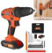 VickyHome Juego de Taladro Inalámbrico 21V con Batería 1500mAh, 25+1 Ajustes de Par de Torsión Taladro Inalámbrico y Juego de Destornillador con 29PCS Accesorios, Luz de Trabajo LED, Naranja