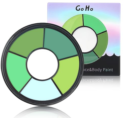 Go Ho 6 Colors Green Face Body Paint,Cream Washable Formula Face Painting for Halloween Cosplay,Body Paint FX Makeup Palette,Professional Face Paint Green Makeup