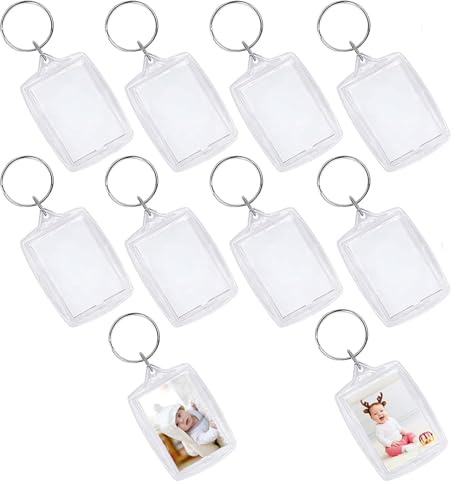 BOBOZHONG Llavero de La Foto,10 PCS Llavero de Foto en Blanco Inserte el llavero en Blanco Llavero de Lmagen Llavero Fotograma Foto con Anillo Dividido Para Familiares y Amigos(4.2 * 5.6cm)