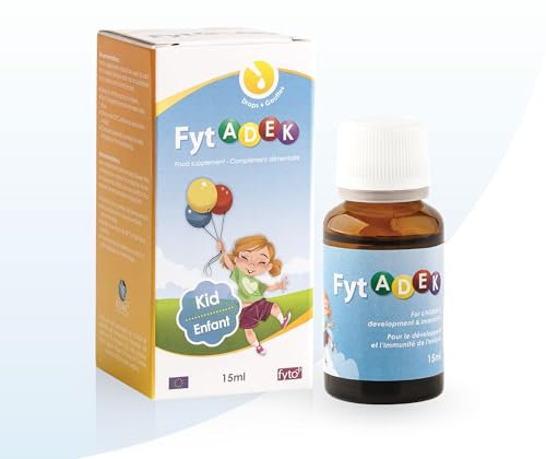 FytADEK - Multivitamines Complètes pour Enfants | Soutien au Développement, Immunité et Santé Osseuse | Vitamines A, D3, E, K | Formule Vegan, Sans Gluten et Additifs | 15 ml