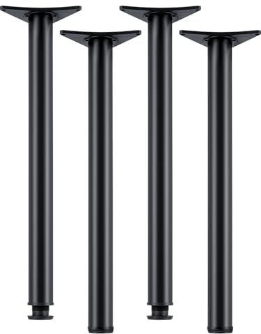 Trintion 4 Stück Möbelfüße 820-840mm Tischfuß Regulierbare Tischbeine Ø60mm Stahlbeine Metall Tischbeine mit Bodenschutzkappe und Schrauben für Frühstückstisch Schreibtisch Arbeitsplatten (Schwarz)