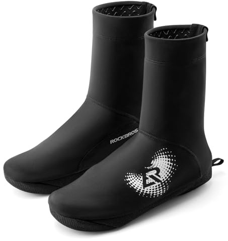 ROCKBROS Gaiters Warm Cycling Overshoes with Zipper Winter Hiking Gaiters for Men Women Water Repellent Bike Shoe Cover for MTB Mountain Bikes, Road Bikes, Gravel Bikes, fits -5 to 10℃