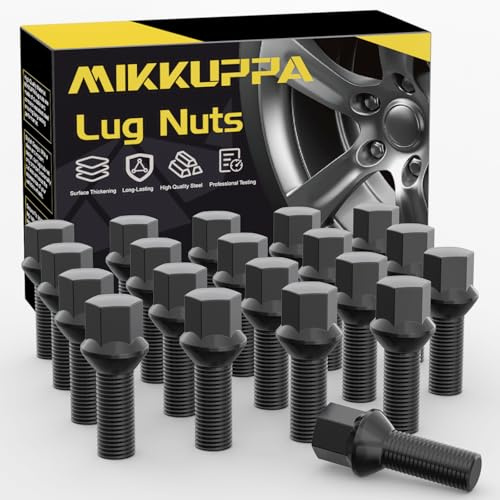 20 Stück MIKKUPPA Radschrauben Radbolzen M14x1,5 - Schaftlänge: 27mm,Kegelbund 60°,Schlüsselweite :17mm (Schwarz)