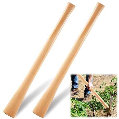 Bucherry 2 Pcs 35 Inches Pickaxe Handles Beech Wood Handles Replacement Tool Set for Heavy Duty Pick Axe, Mattock Heads, for Gardening, Landscaping, Yard and Outdoors Work