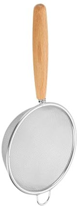 Setaccio in rete per – Set di maniglie pieghevoli – Manico in legno resistente al calore del setaccio in rete | colino per tè in acciaio inox a maglia fine acciaio inox per