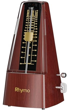Mekanisk metronom för piano, gitarr och trummor, uppgraderad rörelse, 40-208 BPM med 4 taktlägen, högt klart tempo för nybörjare och musiker, klassisk uppdragningsdesign, trä