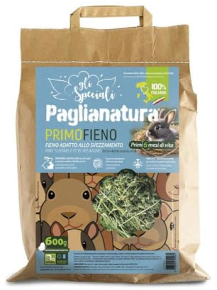 Paglianatura Paja de 600 g con un 20% de Alfalfa, alimento Ideal para Conejos y roedores bebés Durante los Primeros 6 Meses
