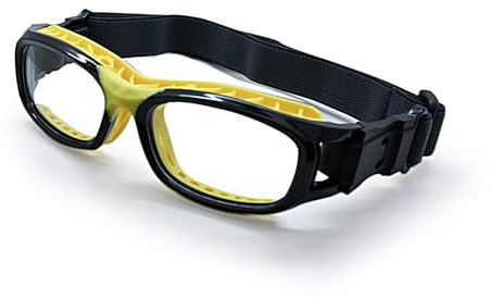 Occhiali sportivi con lenti sostituibili, slim fit, resistenti agli urti, per basket, pallamano, pallavolo, tennis, colore: giallo