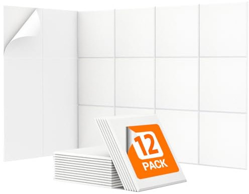 Lot de 12 Panneaux Acoustiques Muraux Autocollants - Panneau Acoustique Carrés, 30×30×1 cm, Fibre de Polyester à Haute Densité, Traitement Acoustique, Studio, Bureau, Salle de Jeu et Décoration Mura
