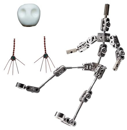 Metalldockafigur för att skapa karaktärsdesign, med händer och skalle, ledat humanoid skelett för Stop-Motion-projekt eller bara kul,18cm