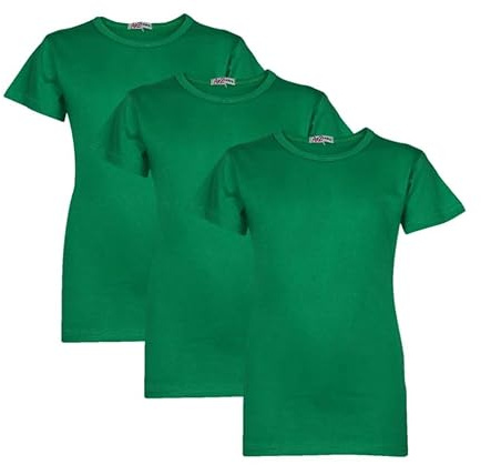 A2Z 4 Kids Lot de 3 t-shirts en coton uni à manches courtes pour fille - Doux au toucher - Tendance - Élégant - Respirant - Léger - Confortable - Vêtements de sport - Pour enfants de 2 à 13 ans, Vert