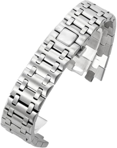 ROUREOX 28MM Acier Inoxydable Remplacement Bracelet Montre, Bracelet Métal Solide, Accessoire pour Audemars Piguet Royal Oak Offshore 15710/26470-Argent 28MM