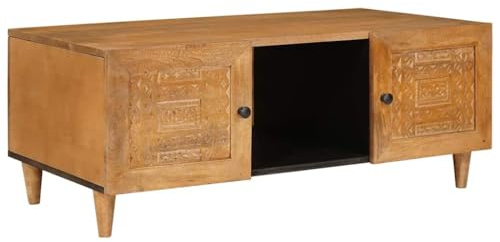 vidaXL Kaffeebord med dörr Ljusbrun 100 x 54 x 40 cm Massivt akaciaträ, Kaffebord i akaciaträ, modernt inomhusmöbel, hållbart fokus i vardagsrummet, funktionell minimalistisk design