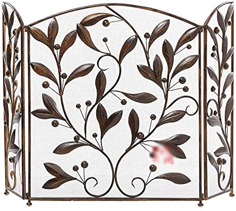 Parascintille Parascintille in Ferro Verniciato a Polvere con Griglia Fine in Acciaio Inossidabile per Camino e Stufa Parascintille Parascintille Schermo Surround 3 Pieghe Indipendente 127x76cm