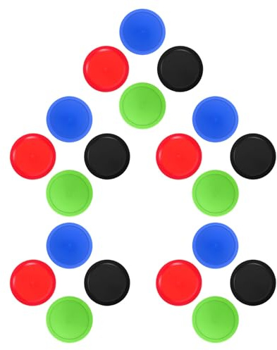 TOYANDONA Discos de Hockey de Aire 64 Mm 20 Piezas para Mesas de Hockey sobre Hielo Accesorios de Plástico Duraderos en Colores Rojo Azul Negro y Verde Juego de Mesa para Entretenimiento