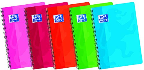 Oxford, Cuadernos A5 hojas blancas, tapa blanda, 80 hojas, paquete 5 unidades, colores surtidos