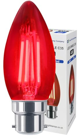 Ambient Vintage 4w LED Red Candle Light Bulb B22 Bayonet Clear Glass
