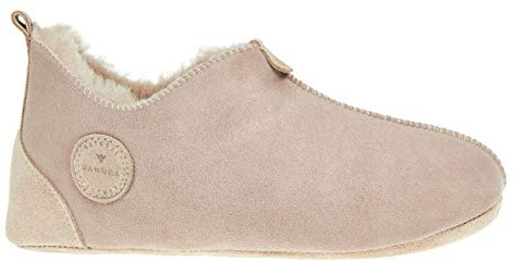 Vanuba Handgemacht Lammfell Hausschuhe Damen Winter Oxford Warme Hausschuhe Geschlossen - Pantoffeln Damen - Hüttenschuhe 39 Beige