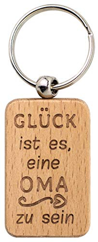 Spruchreif Schlüsselanhänger für die Oma · Gravur 'Glück ist es, eine Oma zu sein' · Geschenk für Oma · Holz, Weiß