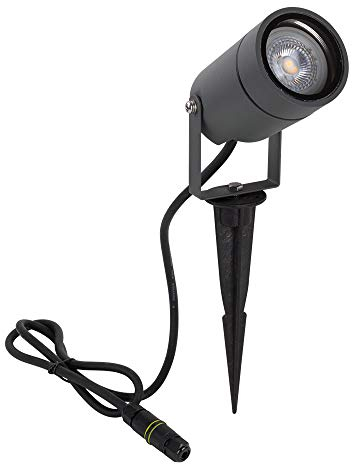 DAWALIGHT Gartenleuchte mit Erdspieß GU10 5W 3000K Warmweiß Gartenbeleuchtung LED IP65 Wasserdicht Gartenlampe Außen Gartenleuchte für Pflanzen, Wegen, Garten, Aluminium, Dunkelgrau