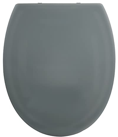 spirella Toilettendeckel oval Klodeckel mit Quick-Release-Funktion und Softclose Absenkautomatik. Antibakterielle Klobrille aus Thermoplast und rostfreiem Edelstahl abnehmbar - Anthrazit