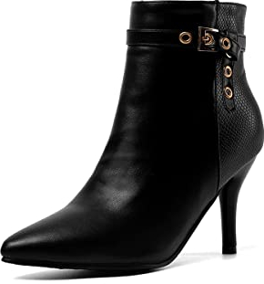 Syntetiskt mode pointed tå stilett dragkedja hög klack med 8 cm lätt promenad ankelstövlar casual för kvinnor stor storlek 35–46 t09-52, svart, 41 EU