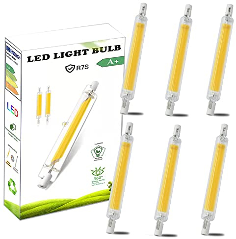 AEPOYU R7S LED Lampen 118mm Dimmbar, 20W R7S LED 118mm Glühbirne Ersatz 200W Halogen Leuchtmittel, R7S LED Birne Warmweiß 3000K 2000LM, COB LED Stablampe 360 Grad Licht, AC 220-240V, 6er-Pack