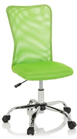 hjh OFFICE 691019 Silla Giratoria para Niños KIDDY Net I Tejido De Malla, Silla de Escritorio Juvenil, Ajustable en Altura, Verde