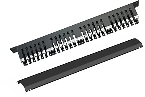 1U Kabelmanagement Rack mit Befestigungsschrauben, 24 Schlitz/48 Anschlüsse Metall Fingerkanal Draht Organizer mit Abdeckung
