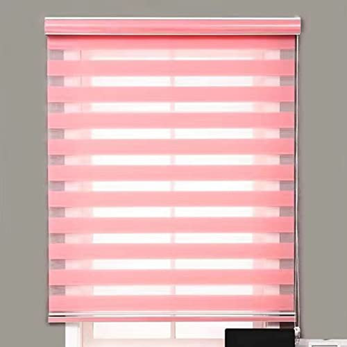 Estor Enrollable de Doble Capa 60x350cm Resistente a Desgarro Impermeable Estores enrollables Laterales Disponible en Varias Medidas y Colores para Cocina, Salón, Dormitorio, Rosa