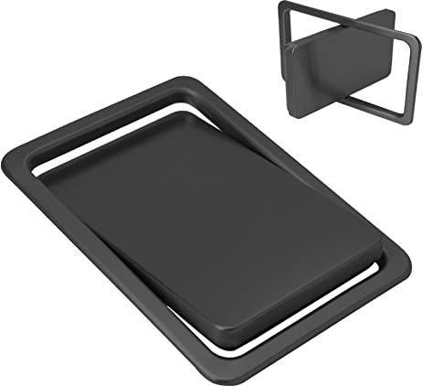 Tapa De Cubo De Basura para Encimera, Cubierta con Solapa Equilibrada para Cubo De Basura Integrado, Acero Inoxidable 304, Tapa Giratoria Integrada Cuadrada De 360 Grados, Color Negro,Negro,L