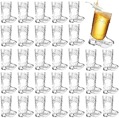 Xeehwb 30 Pcs Mini Cowboy Boot Shot Glasses,1oz Plastic Western Cowboy Beer Mugs,Reusable Cowgirl Party Decorations Supplies for Birthday,Theme Party