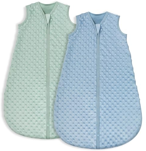Yoofoss Fleece Baby Sleep Sack 0-6 Months with Plush Dots, TOG 1.5 Baby Wearable Blanket with 2-Way Zipper, Cotton Toddler Sleep Sack Fleece