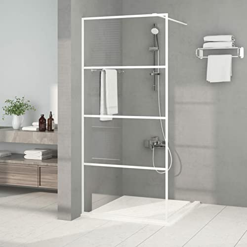 Homgoday Duschwand für Begehbare Dusche Weiß 90x195 cm ESG-Klarglas Duschabtrennung Walk in Dusche Duschtrennwand Duschkabine Duschtrennwand für Begehbare Duschen Modern Design