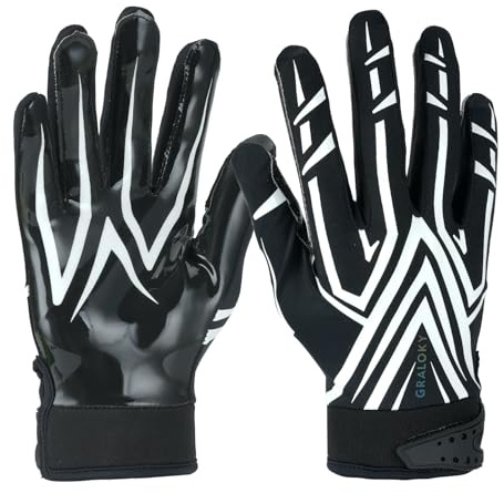 Graloky Football Gloves Men Women Boys Youth Adult Football Receiver Gloves Ultra Sticky Silicone Palm Sticky Grip Improved Performance White
