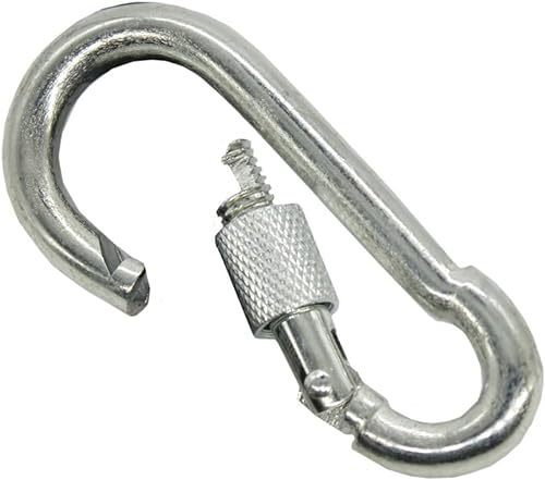 3X Feuerwehr-Karabinerhaken 10 x 100mm mit Schraubverschluss – Robuste Sicherheitsverschlüsse für vielseitige Anwendungen – Stahl verzinkt Karabiner Schraubkarabiner
