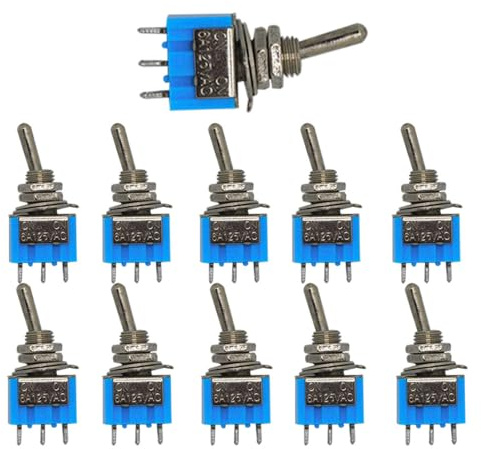 Senvenelec Mini interruttore a levetta 6 A 125 V AC ON-ON 2 Digit 3 pin, per auto, camion, barca, cruscotto, modifica elettrica – azzurro.