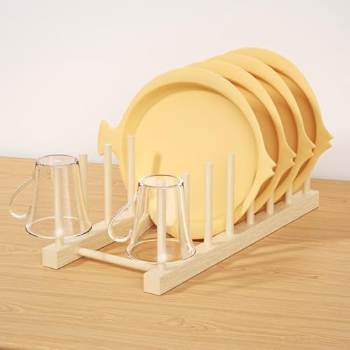 Rseuphiee 7 Griglie Scolapiatti in legno, Supporto per piatti, supporto per coperchio per pentole, Portapiatti Adatto per riporre piatti, tazze, coperchi di pentole, libri, tagliere