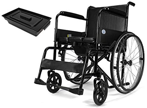 Sedia da Toilette, Sedia a rotelle Leggera per Adulti - Sedia a rotelle per Trasporto Medico, Sedia a rotelle per Bagno, Sedia a rotelle con rotelle di bloccaggio, Sedia a rotelle per pazien