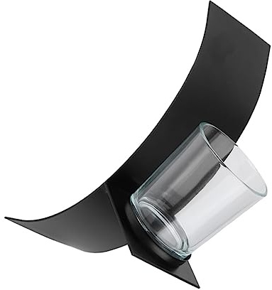 Cabilock Candelabro Diseño Arqueado de Pared de Hierro y Vidrio Negro Soporte para Velas Decorativo y Moderno Adecuado para Navidad y Fiestas