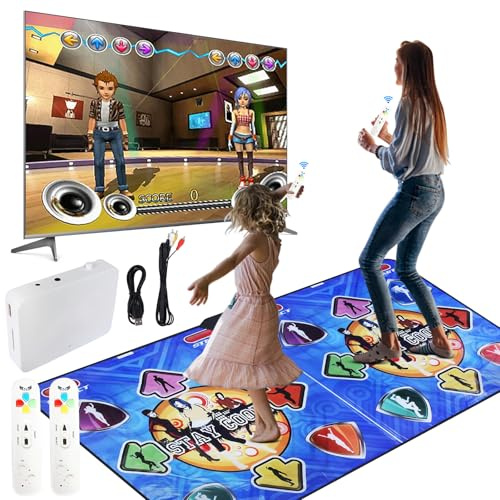 Oamger Tanzmatte, rutschfeste kabellose Tanzmatte für Kinder und Erwachsene, Tanzspiel für TV, Tanzspielmatte für Kinder, Jungen und Mädchen, mit AV-Kabel (A)