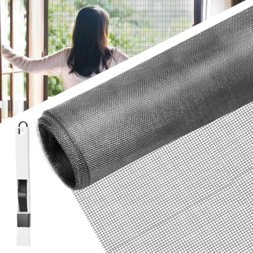 BUZIFU 120 * 600cm Moustiquaire Sur mesure en Fibre de Verre Ignifuge Grand Store Toile Filet Voile Film Moustiquaire Plissée Adaptable Rigide Anti Moustique Mouche Insecte pour Porte Fenêtre Baie