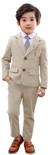 LOLANTA Completo da Ragazzo 2 Pezzi Blazer e Pantaloni per Bambini, Abbigliamento per Il Tempo Libero o Abito da Festa di Nozze, Kaki Chiaro, 12-13 Anni, 170