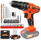 21V Cordless Power Drill, Handheld Screwdriver Drill Set with 1.5Ah Li-ion Battery & Charger, 25+1 Torque, 2-Gear Combi Hammer Drills, 3/8 Chuck Drills Drivers Kit with 29Pcs Accessories for Home DIY